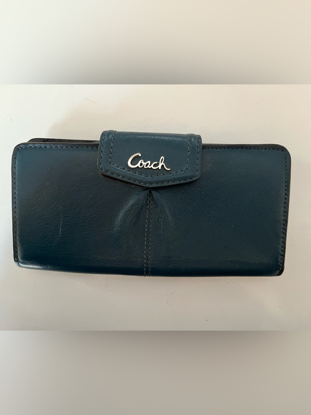 Coach Leather Wallet Dark Teal